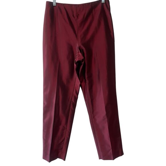 Ann Taylor Silk Side Zip Straight Leg Pant Burgundy Size 6 - Picture 1 of 6